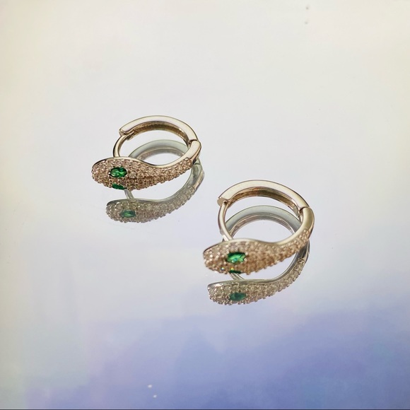 Serpent Huggie Hoop Earrings - Picture 3 of 11